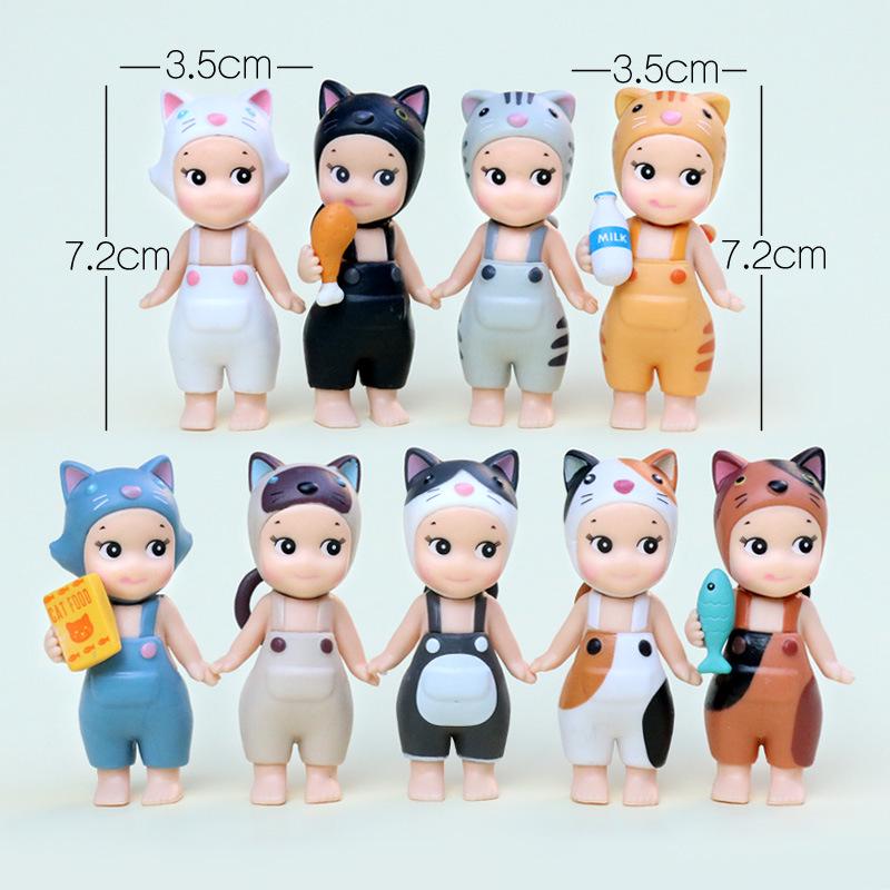 Dumb and Cute Fish-Holding Doll: Trendy Desktop or Car Ornament in Cute Dungarees