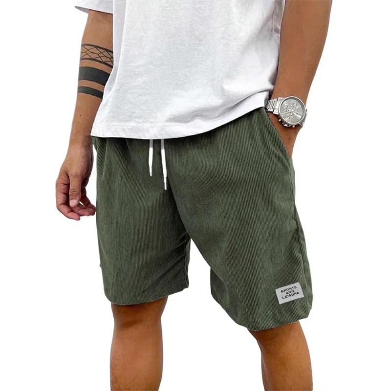 Summer Cotton Solid Shorts Men High Quality Casual Business Social Elastic Waist Men Shorts Beach Shorts Straight Five-point Pants Tooling Shorts Men