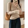Autumn Winter V-neck Solid Color Knitting Pullover Top Women Casual Fashion Elastic All-match Slim Sweater