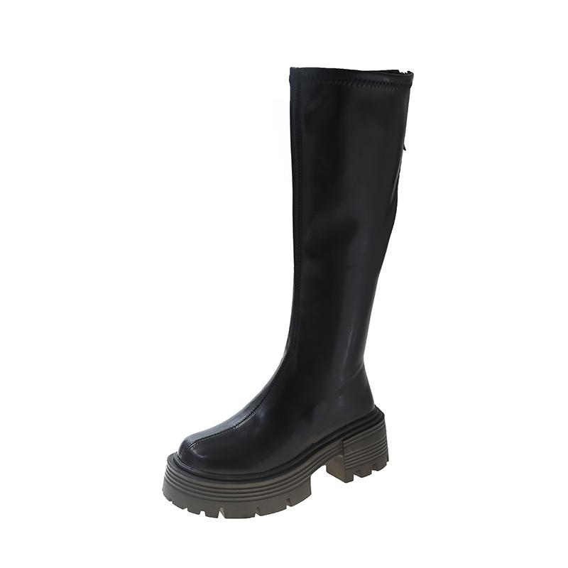 Large size slim elastic boots for women  winter new item sponge cake thick soled over the knee boots high top knight boots