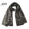 Cozy Christmas Party Scarf Glitter Sparkly Foil Snowflake Print for Women, Warm Fashionable Neckwear Theme Shawl Wrap, Fall Winter Lightweight