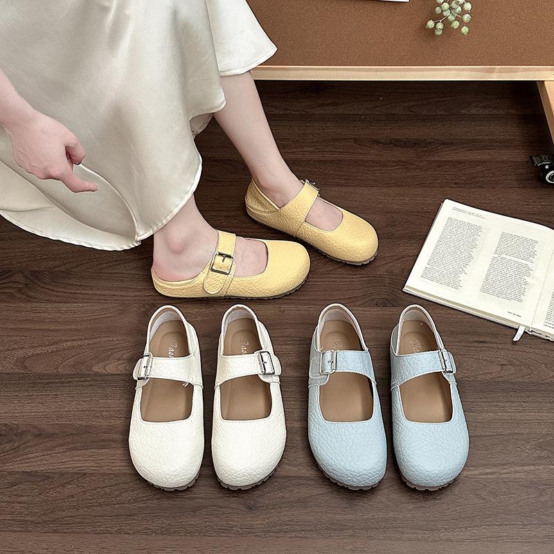 Fashion versatile retro temperament simple Mary Jane shoes women's 2025 summer new single shoes with skirt ballet shoes