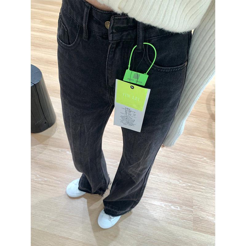 Women's Plus Size Black-Gray Flared Jeans - High Waist, Pear-Shape Slimming, Non-Clingy, Autumn/Winter