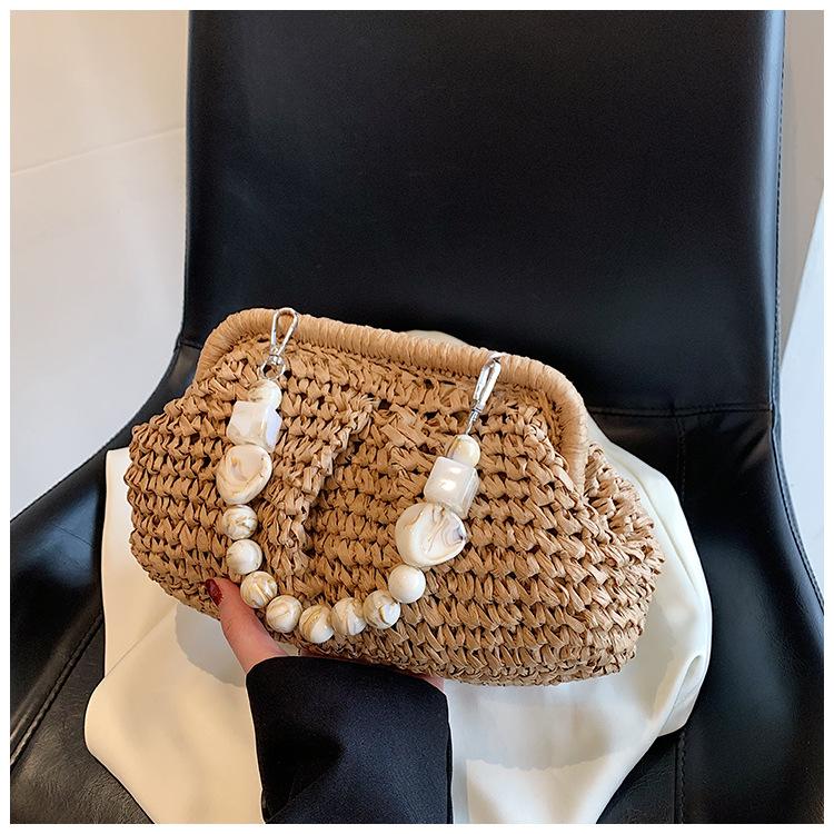 2025 Summer New Straw Weaving Crossbody Bag Fashionable and Casual Shell Bag Women's Shoulder Bag with Excellent Texture