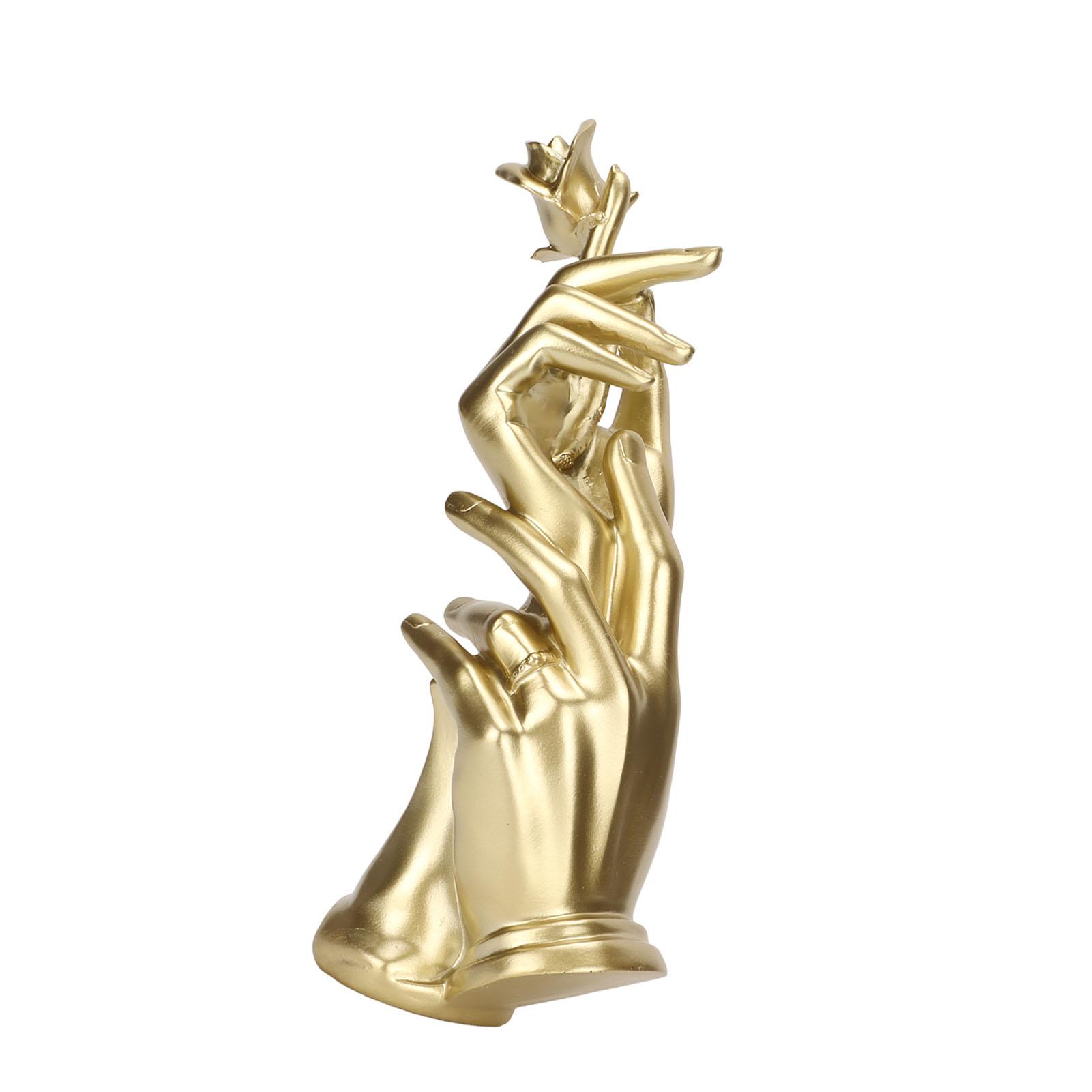 

Hand Held Rose Sculpture Resin Elegant Unique Two Handed Rose Statue for Home Decoration