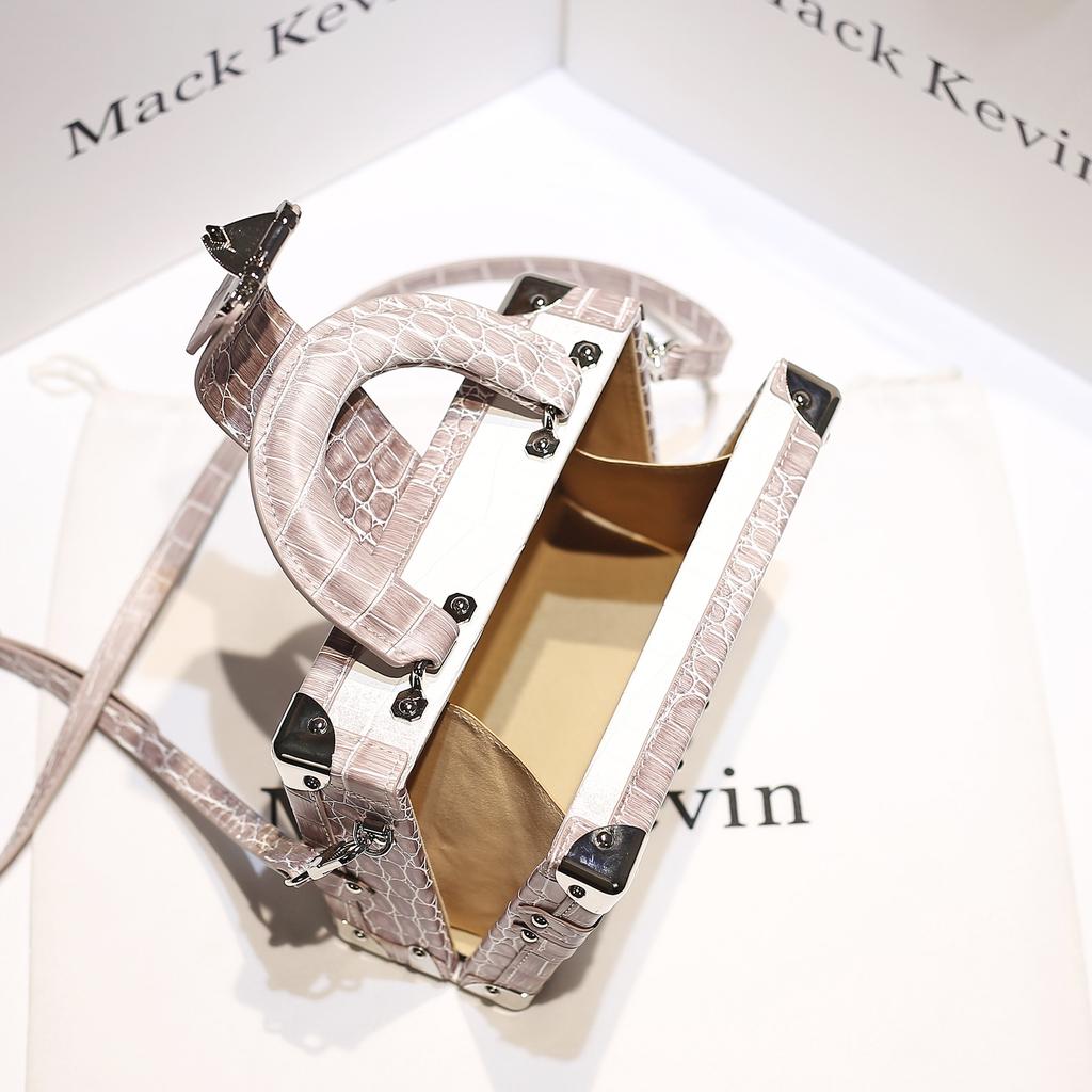 Bolso de Mano de Moda con Acabado de Alta Gama, Color Contrastante, Bolso Caja con Remaches, Bolso Cruzado Pequeño Cuadrado de Cuero Moderno y Versátil