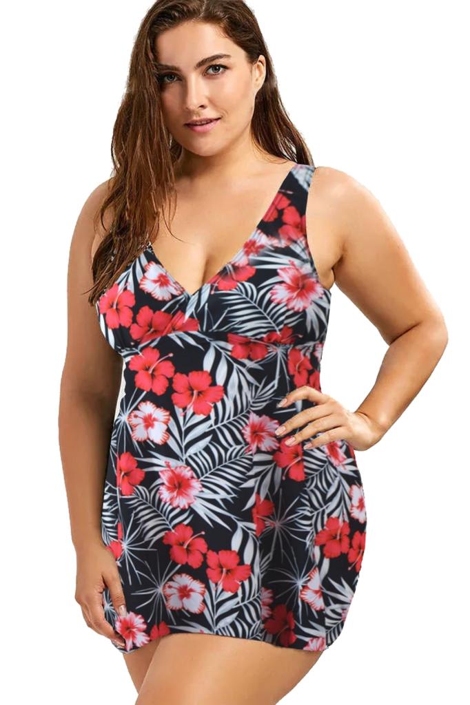 Two-piece Plus Size Swimsuit with Shorts Set. Two-piece Plus Size Swimsuit with Shorts Set, Top and Bottom, Black, L