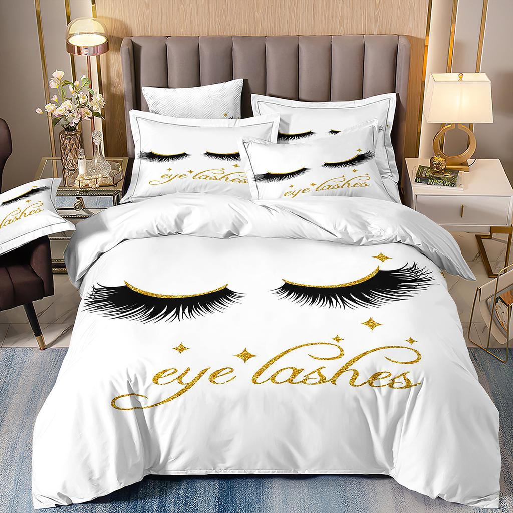 Home Textiles Eyes Eyelashes Mouth 3D Printing Four-Piece Quilt Cover Three-Piece Duvet Cover