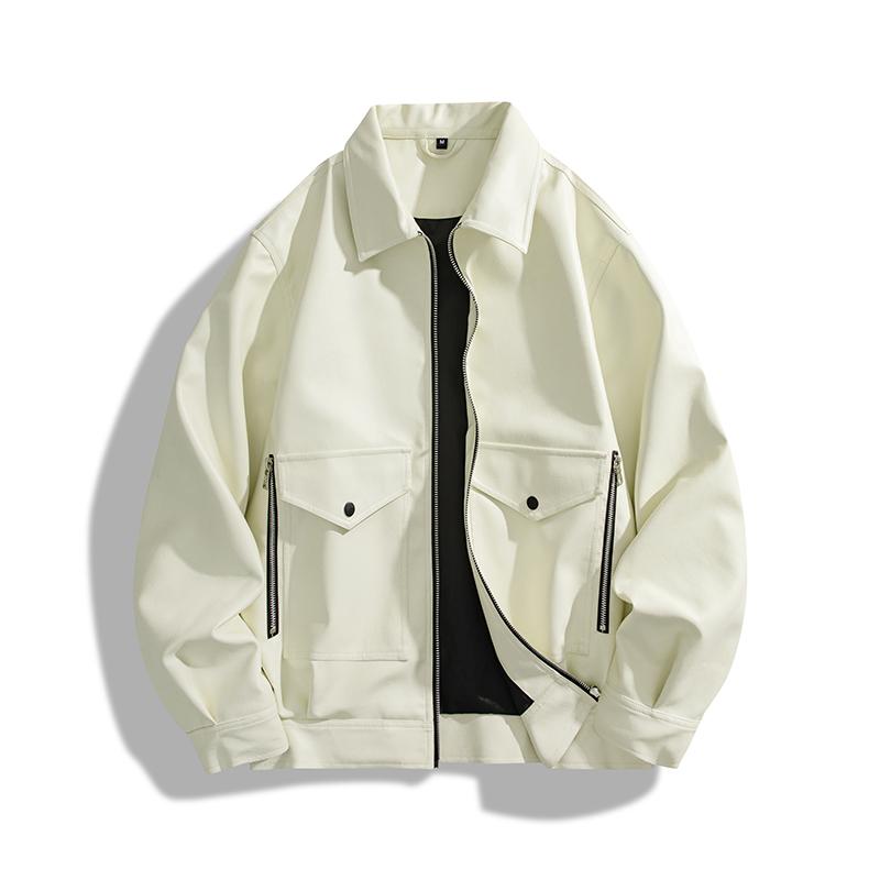 Spring Autumn Polo-neck Casual Fashion Zipper PU Leather Jacket Men Cardigan Coat Outwear
