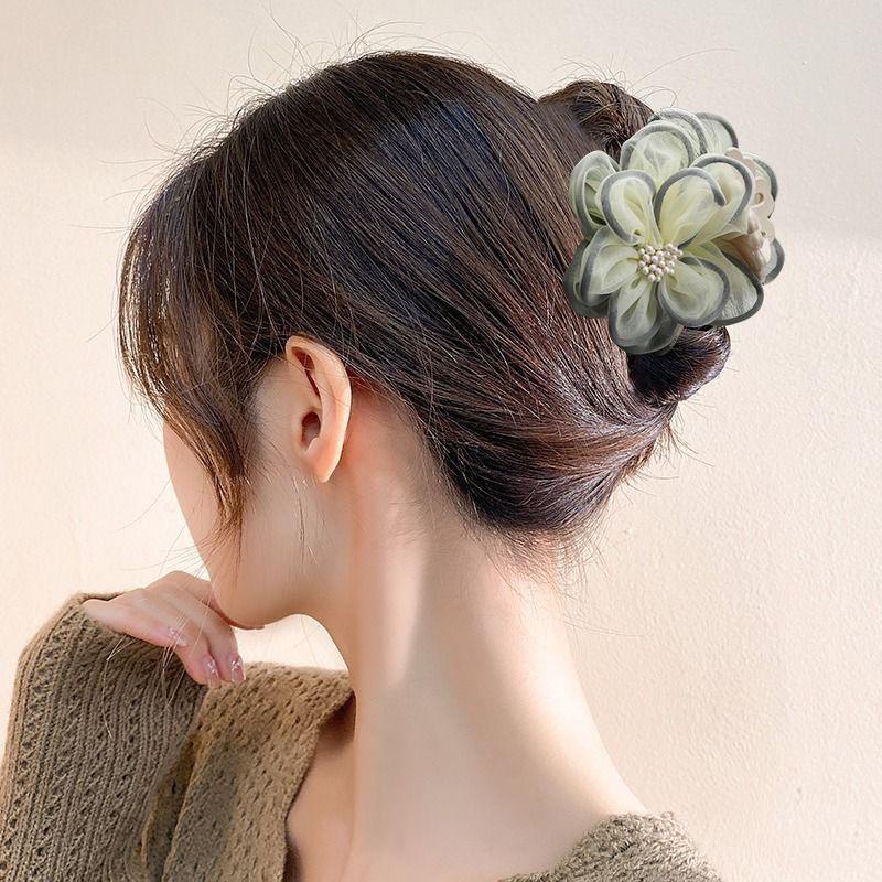 Gaze Kamelienblüten-Klammer für Dutt bei Frauen - Elegantes großes Haarspangen-Accessoire