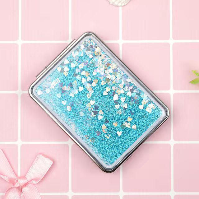 Quicksand Heart Flip Double-Sided Mini Makeup Mirror – Portable & Stylish