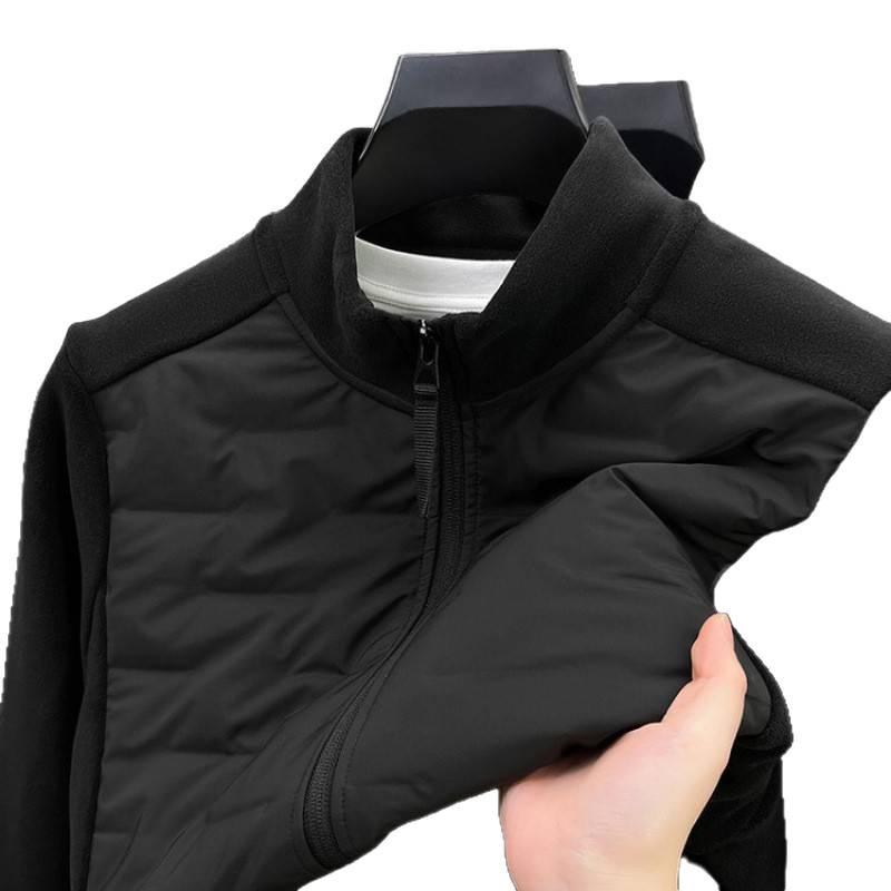 Men's Lightweight White Duck Down Jacket, Stand Collar, Thick, Warm Fleece, for Autumn and Winter.