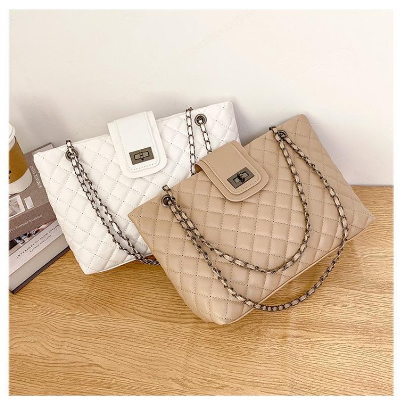 New Fashion Casual Armpit Bag Rhombus Embroidery Thread Chain Bag Women's Single Shoulder Oblique Span Tote Bag Women's