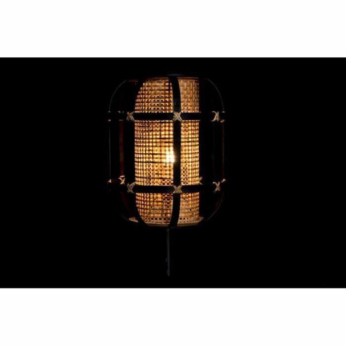Lampe de bureau style africain marron, noir en bambou, lampe de table
