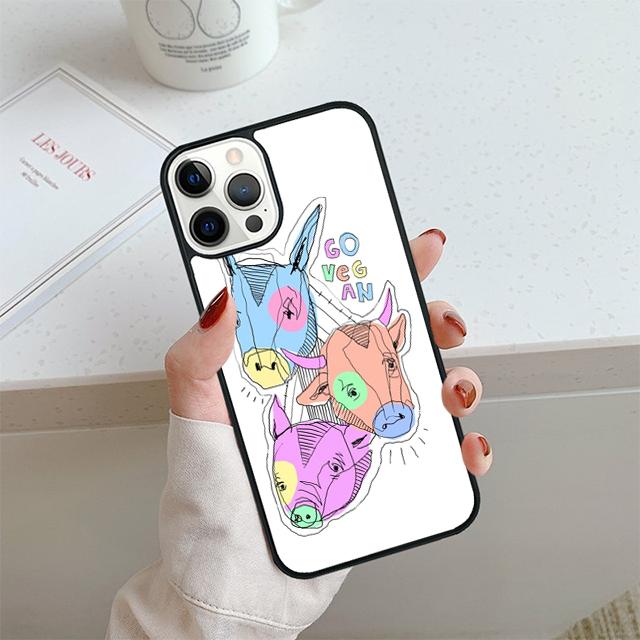 Vegan Love Animal Phone Case For iPhone 17 Air 13 12 14 15 16  Cover For Apple 14 15 16 Pro Max Plus Coque
