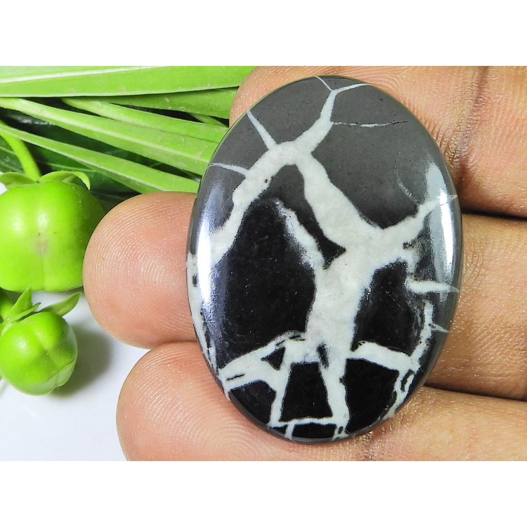 AAA Natural Septarian Jewelry Making Oval Black Crytsal Gemstone 28X38X05 MM SK-870