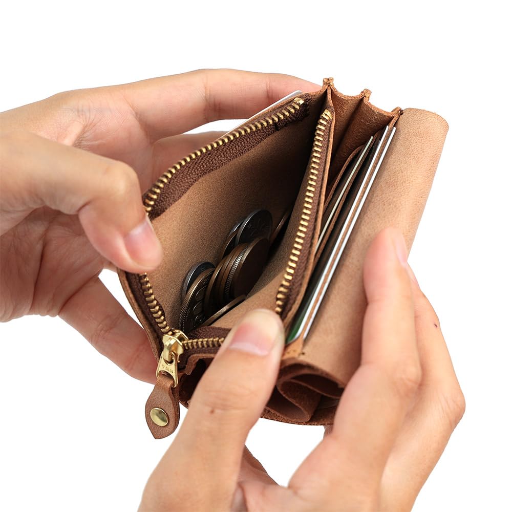 AGILITY affa "Moitier" Zweifach-Portemonnaie mit Lasche, Vertikaler L-Reißverschluss, Kompakt, Klein, Echtes Leder, für Damen und Herren