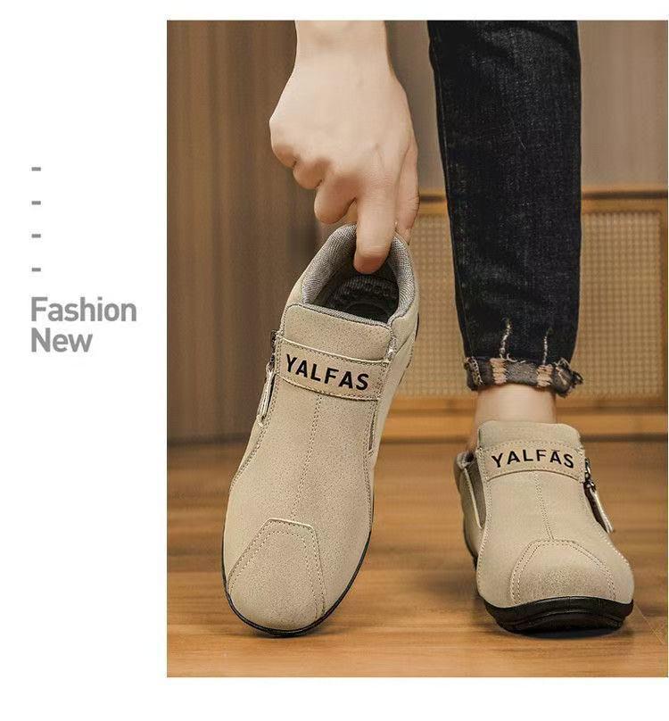 Soft-Soled Men's Mid-Top Zipper Casual Slip-On Shoes - Light Luxury Trendy Style