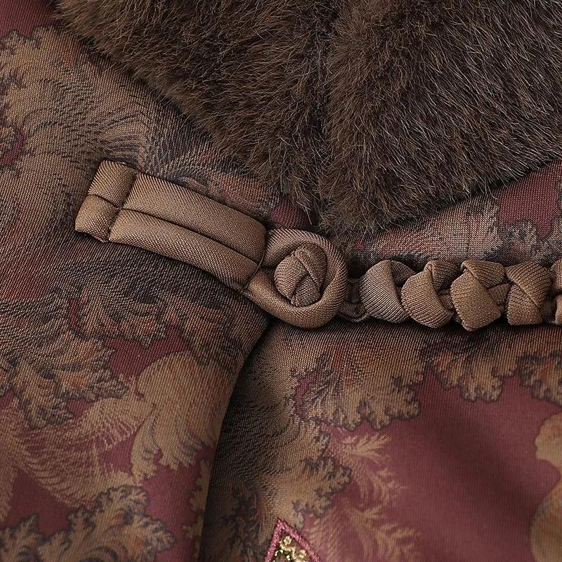 Dicke Jacke mit Plus-Samt-Futter, Damen-Steppjacke, Warme Steppjacke, Jacke im chinesischen Stil