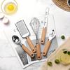 9PCS/Set Creative Kitchen Wooden Handle Small Kitchenware Stainless Steel Combination Cake Wheel Cheese Knife Planer