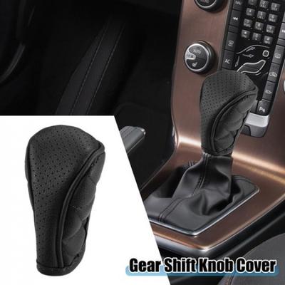 Car Shift Knob Cover Universal Shift Gear Cover Zipper Style Decorative Black