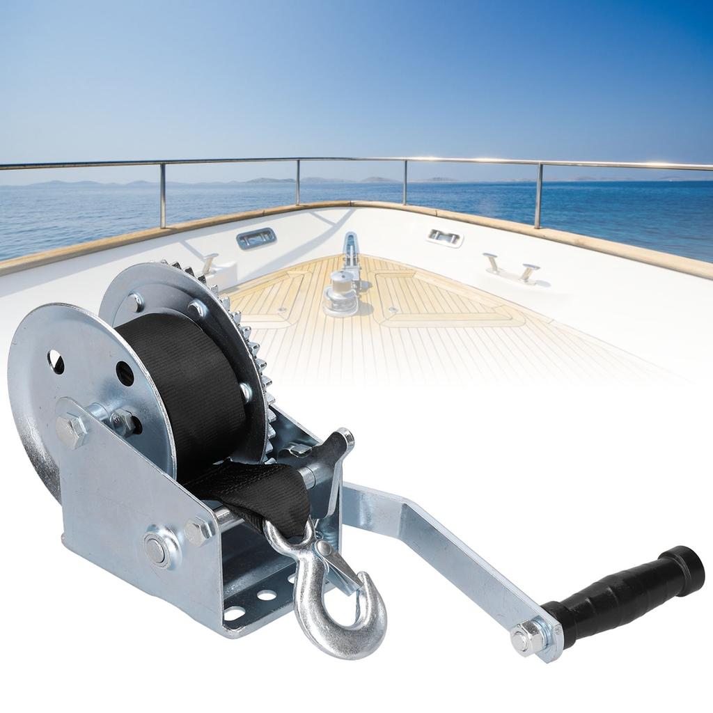 1200LBS Heavy Duty Winch with 8M Strap Hand Crank Cable Gear Winch for Boat Trailer