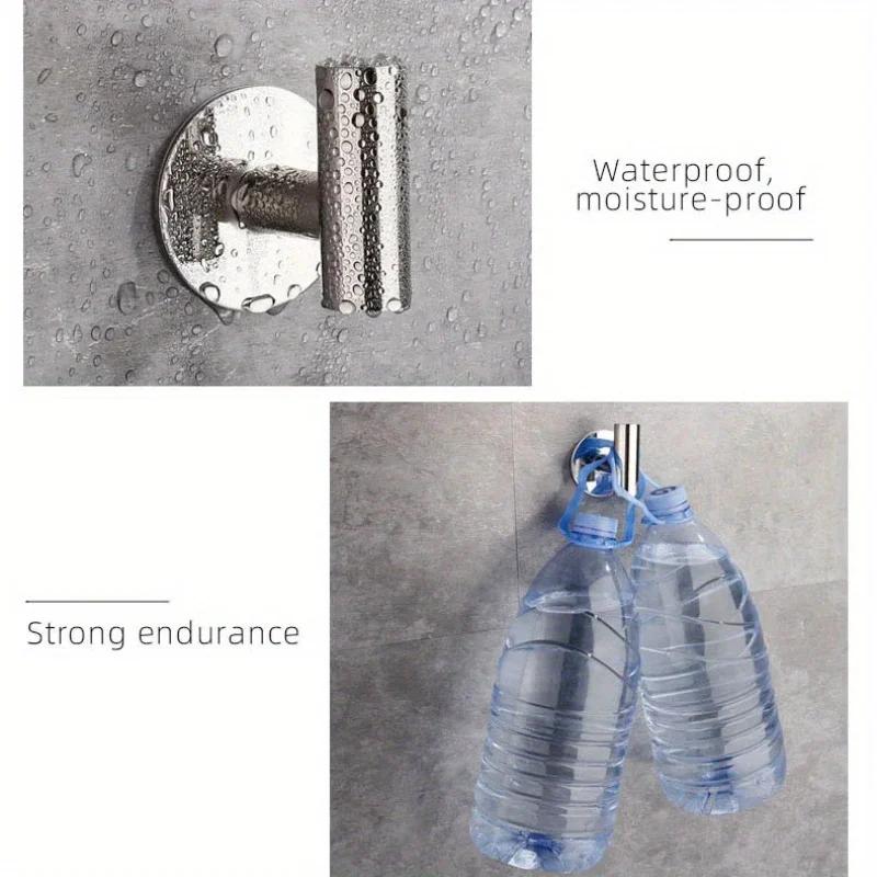 1pc, No punching self-adhesive hook, Stainless steel bathroom hook,bathroom accessories kitchen organizer