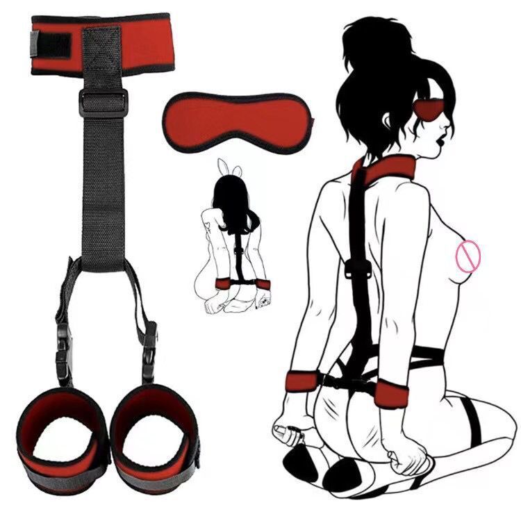 Plush Reverse Collar Handcuffs Adult Women SM Bondage Sex Toys Couple Flirting Supplies with Eye Patches Exotic Accessories