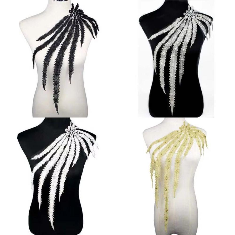 Dekoratives Spitzenmaterial Applikationsflicken Stickerei Elegante Nähapplikation Blätter Muster Kragenapplikation DIY Nähen