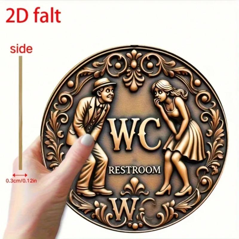 Rustic Vintage Round Toilet Metal Wall Sculpture Halloween Christmas Gift Home Decor