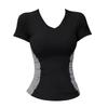 Fashion Women's T Shirt Skinny Slim Basic Patchwork Summer Sexy Short Sleeve V Neck T Shirt Casual Tee Women