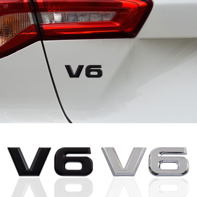 3D Metal V6 V8 Car Emblem for Modification - Large Displacement Rear Label Sticker