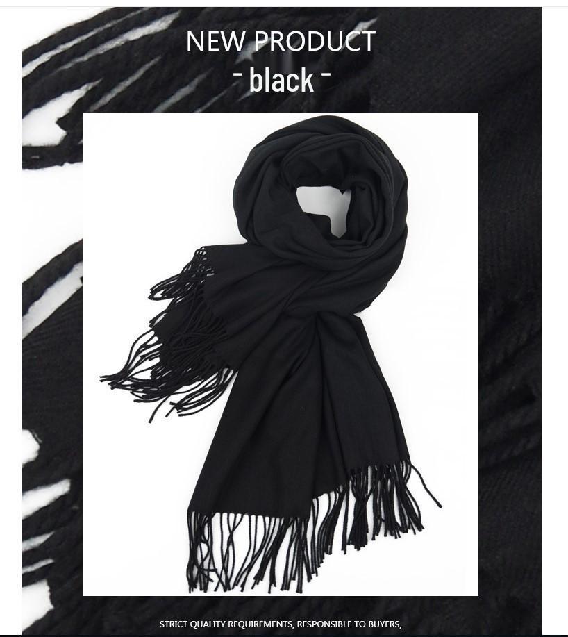 Women's Imitation Cashmere Winter Scarf - Thick Solid Color, Versatile Men's Shawl, Cashmere Wool Blend