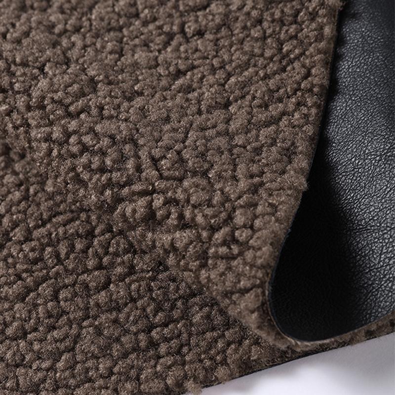 Women's Warm Thick Lapel Leather Jacket Winter Lamb Wool Long Sleeve Pocket Overcoat Single-breasted Street Trench Coats with Belt