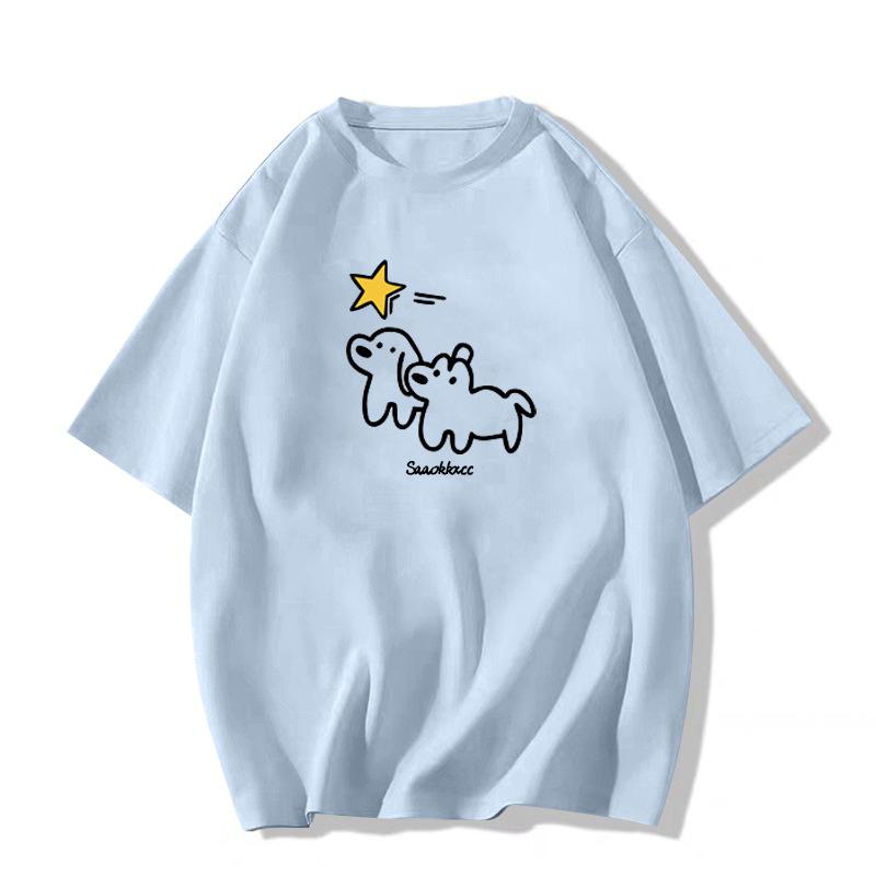 catty short-sleeved t-shirt women's pure cotton summer new cartoon printing American retro niche design top
