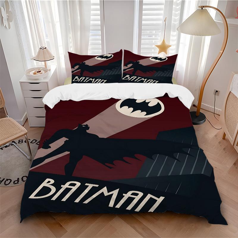 3pcs Batman Night Bedding Set, Soft Polyester Duvet Cover and Pillowcases Machine Washable Seasons all suitable & Guest Room Decor281 135x200cm