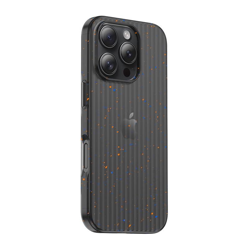 

Semi-transparent grid-pattern frosted ink splash hard case for iPhone 16 Pro Max – Drop-proof protection. iPhone 15 Pro