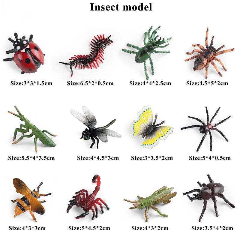 Oenux Mini Wild Wild Forest Animals Insect Dinosaur Model Owl Fox Squirrel Hedgehog Fox Frog Figurines Cake Toppers Kid Toy Gift