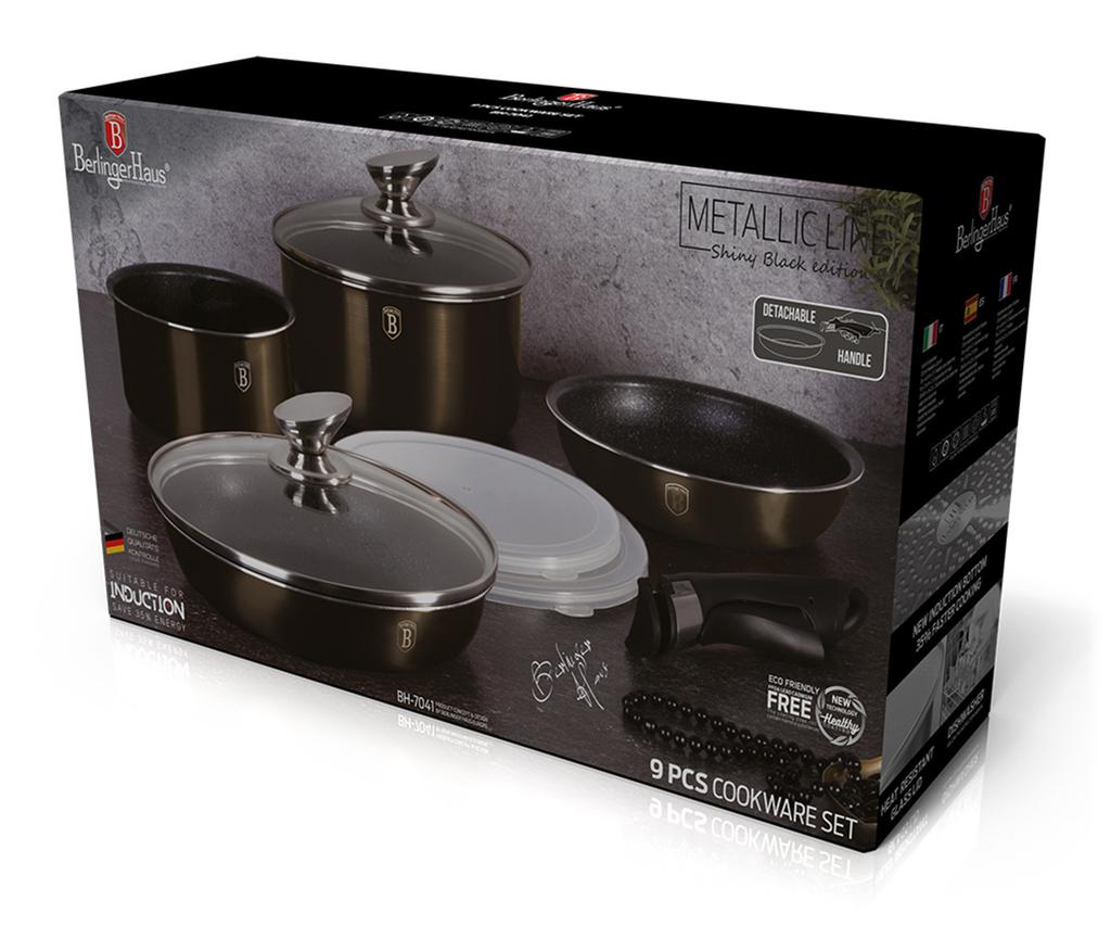 9-piece Pot Set BERLINGER HAUS BH-7041 DETACHABLE HANDLE