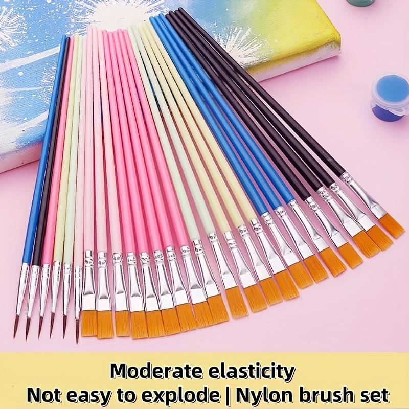 Bristle Artist Brushes with Flat Head & Round Tip - Dual-Tone Black & Orange Handles,Durable Synthetic Bristles for Oil Painting