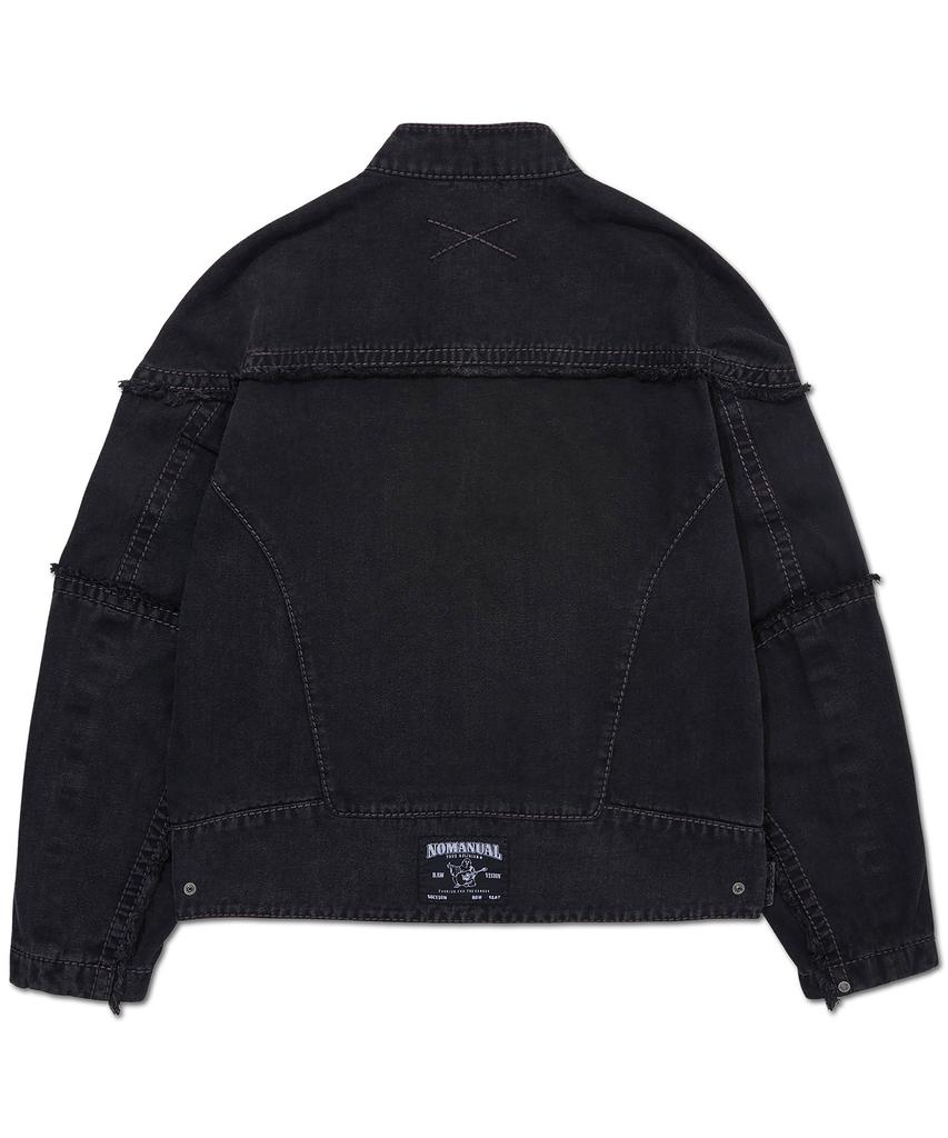 Nomanual No Religion Denim Rider Jacket - W.Black