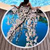 Cherry Blossom Round Beach Towel,Cherry Blossom Tree In The Sun Sand Anti-Sand Beach Blanket Absorbent Quick Dry Soft Pool Towel