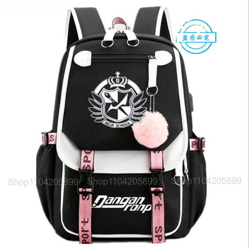 Zaino Danganronpa Anime Mochila Cartella Scolastica Studente Porta USB Borse da Viaggio Laptop Messenger Bag Grande Casual Regalo