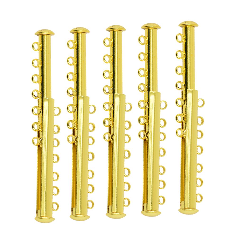 5 Sets Multi Strand Slide Magnetic Clasps DIY Jewelry 8 Strand 46x10x6mm