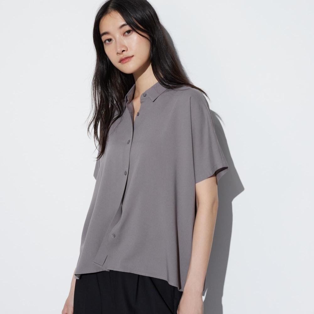 

Блузка UNIQLO из искусственного шелка с короткими рукавами