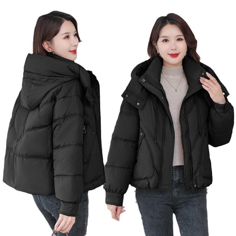 Fashionable Short Hooded Down Cotton Jacket for Women 2025 Winter New Age-reducing Slimming Versatile Thickened Padded Jacket