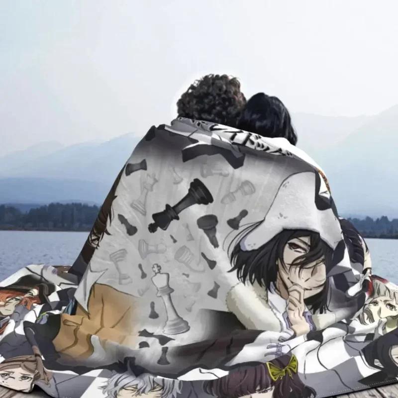 Bungou Stray Dogs Anime Fleece Frühling Herbst Japanisch Dazai Osamu Überwurfdecke für Sofa Schlafzimmer Bettwäsche Überwürfe