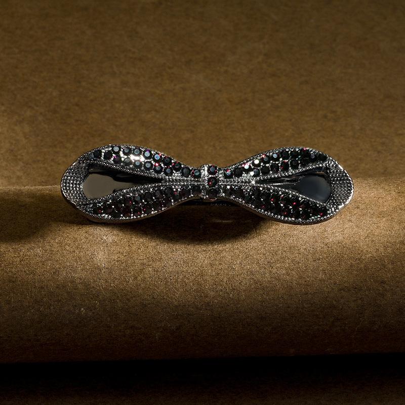 Crystal bow spring clip female ponytail hair accessory at the back of the head hair clip