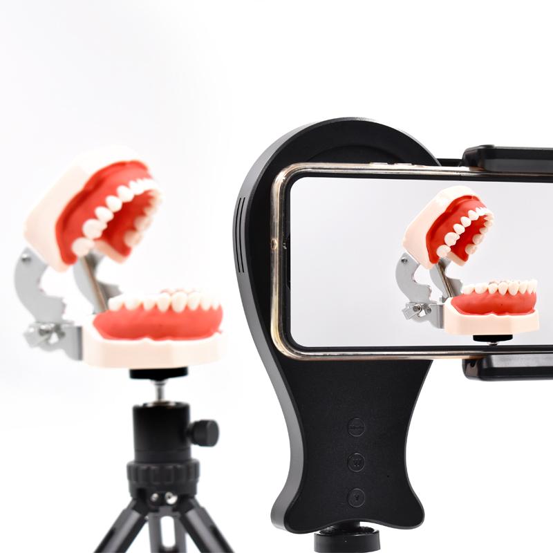 Dental Photography Filling Light 5 Levels Adjustable Brightness Warm/White Ring Lamp for Mobile Phone Rotatable Dental Light
