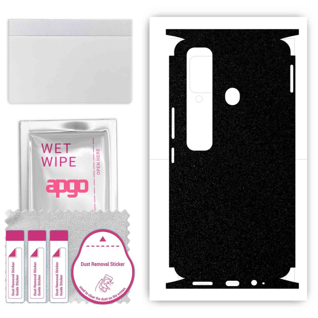 apgo Protective Skin Sticker for the Back+sides Compatible with Tecno Spark 7 Pro, Full Wrap Film, Foil, Vinyl - Pattern Matte Black